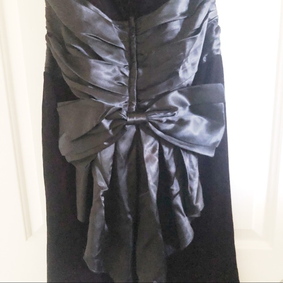 vintage Scott McClintock black sequin bodice satin big bow train dress - Picture 2 of 6